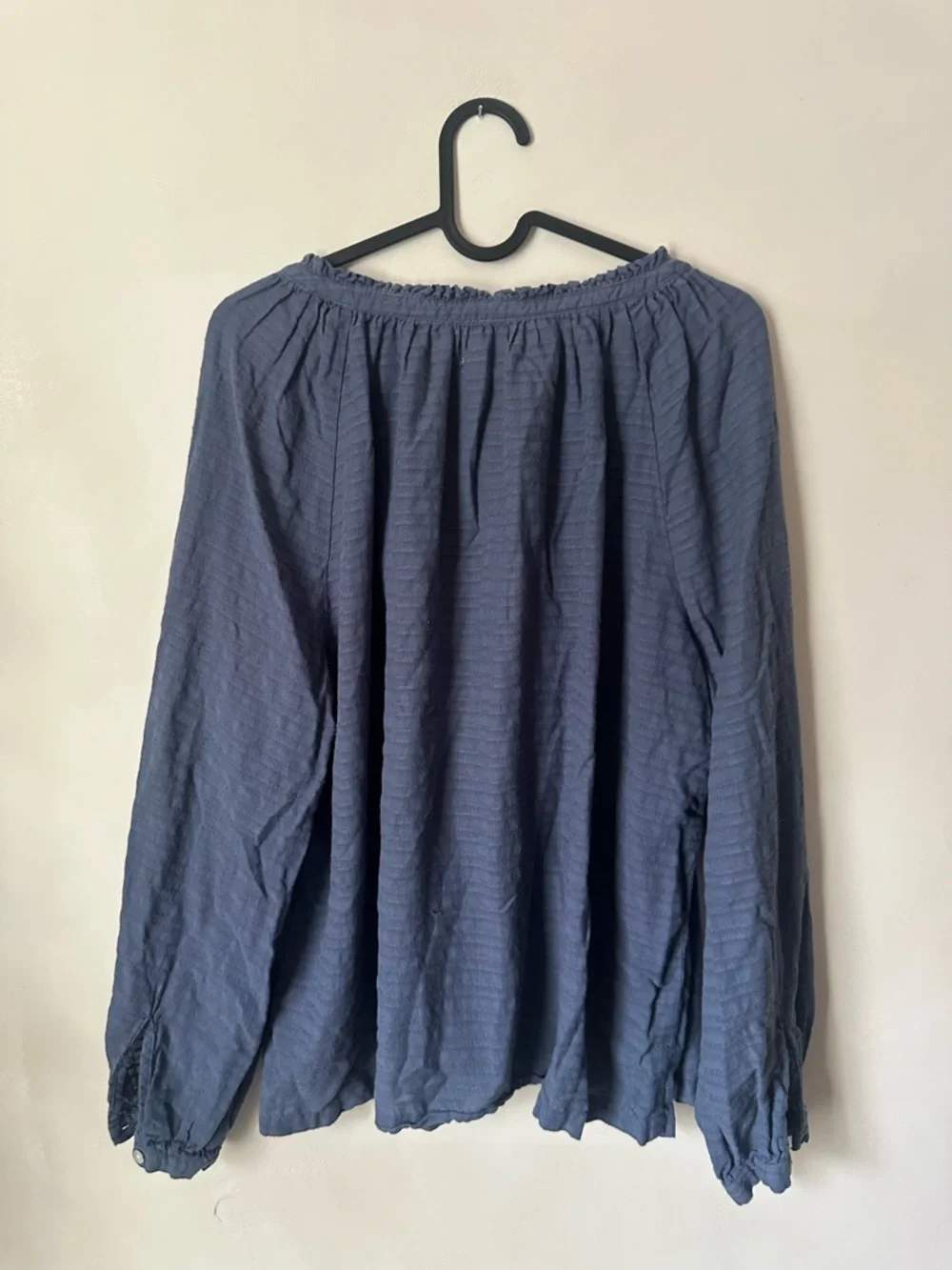 Marine Layer Navy Blue Button-Front Peasant Blouse - Picture 2 of 4